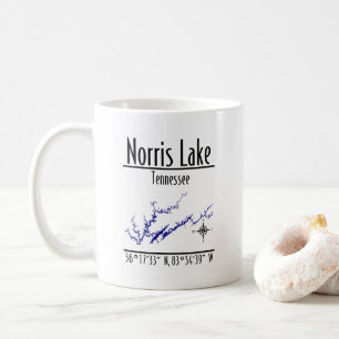 Caneca De Café Mapa das Coordenadas da Margem do Lago Norris Tenn