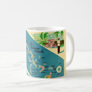 Caneca De Café Mapa das Ilhas Bahamas Vintage