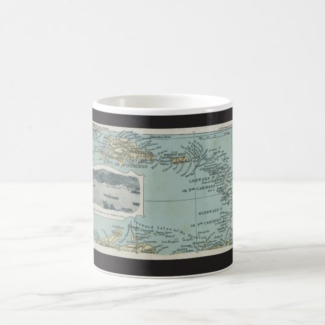 Caneca De Café Mapa das Ilhas Caribe (Centro)