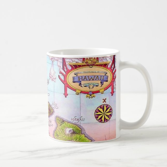 Caneca De Café Mapa das Ilhas Havaianas Lindas (Direita)