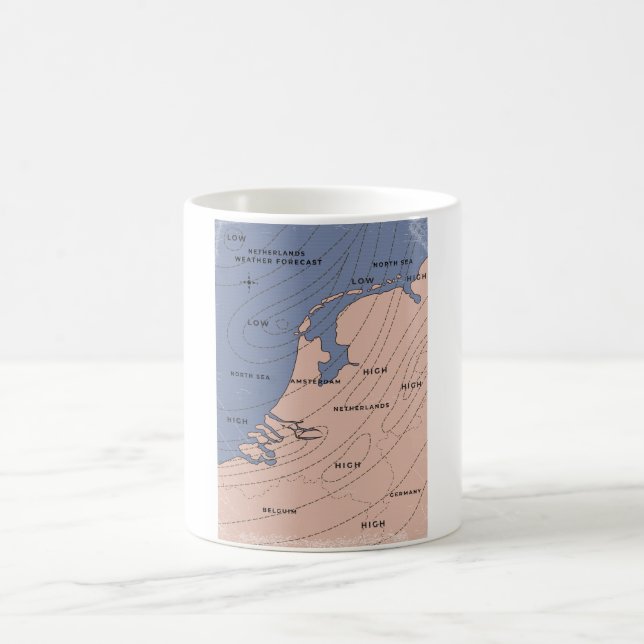 Caneca De Café Mapa das Previsões Meteorológicas dos Países Baixo (Centro)