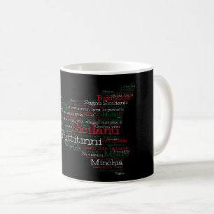 Caneca De Café Mapa de Arte Palavra Siciliana