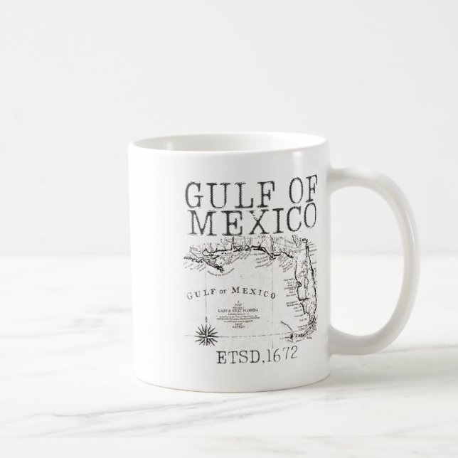 Caneca De Café Mapa De Bandeiras Do Golfo Do México, Funny Améric (Direita)