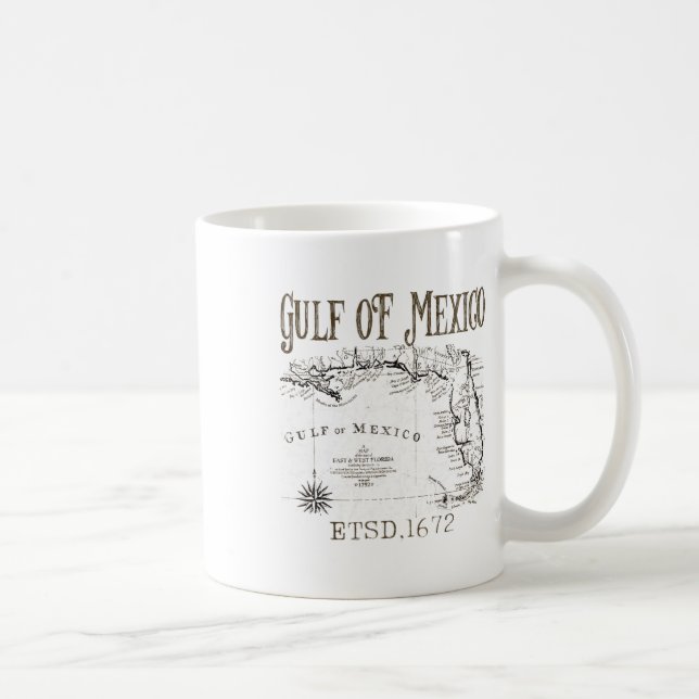 Caneca De Café Mapa De Bandeiras Do Golfo Do México, Funny Améric (Direita)