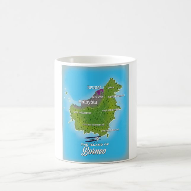 Caneca De Café Mapa de Bornéu (Centro)