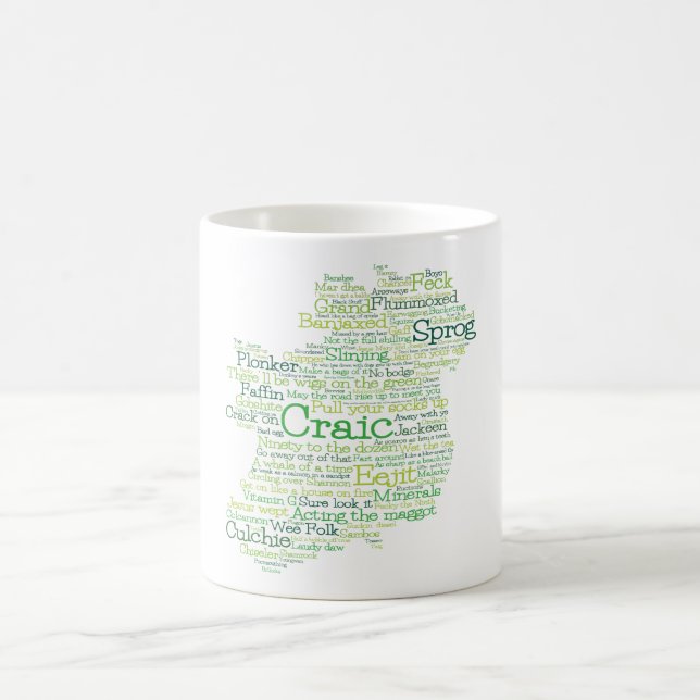 Caneca De Café Mapa de Café em irlandês para Arte em gíria (Centro)