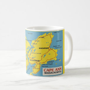 Caneca De Café Mapa de Cape Ann Massachusetts
