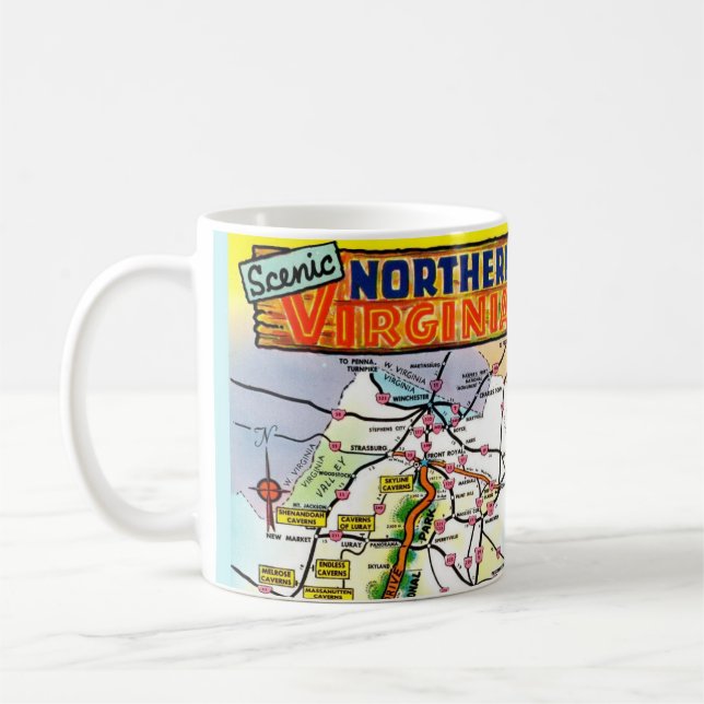 Caneca De Café Mapa de cartão-postal antigo da Virgínia (Esquerda)
