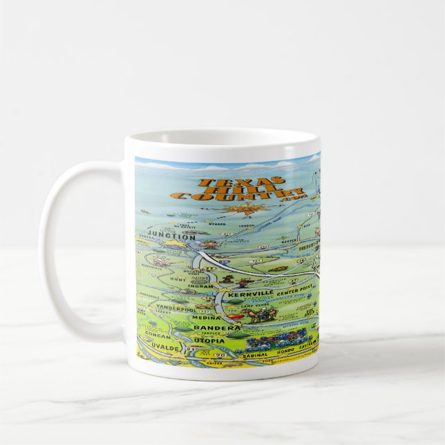Caneca De Café Mapa de Cartões do País de Hill TX (Esquerda)