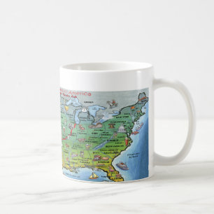 Caneca De Café Mapa de Cartoons da Rota 66 Histórica