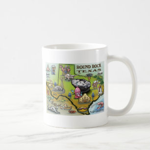 Caneca De Café Mapa de Cartoons do Round Rock Texas