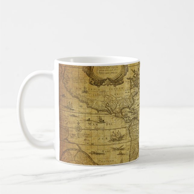 Caneca De Café mapa de colheita do mundo 1635 (Esquerda)