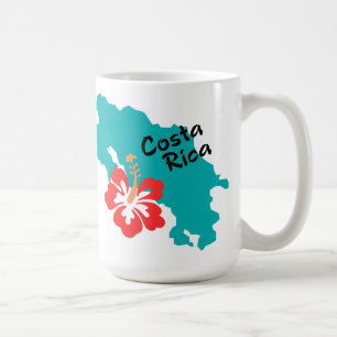 Caneca De Café Mapa de Costa Rica com hibiscus