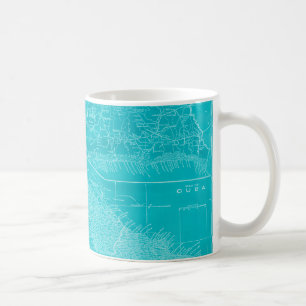 Caneca De Café Mapa de Cuba Azul