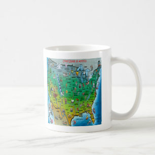 Caneca De Café Mapa de desenhos animados dos EUA