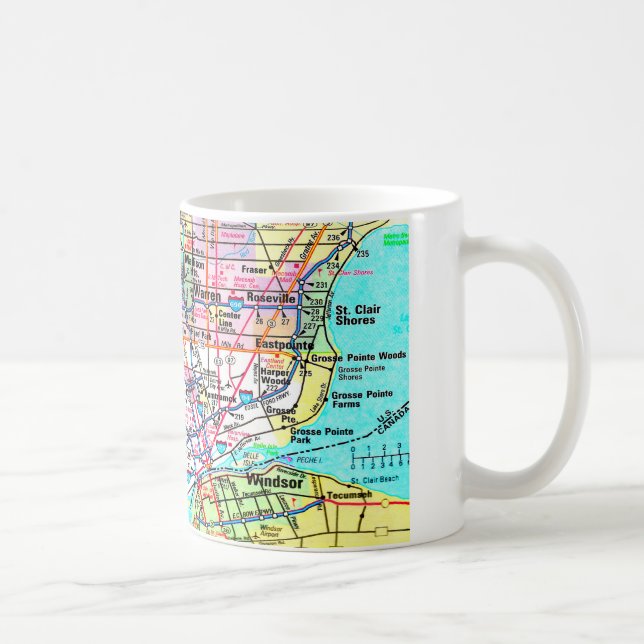 Caneca De Café Mapa de Detroit do metro (Direita)