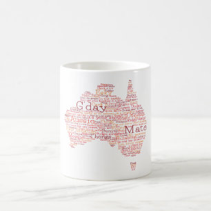 Caneca De Café Mapa de gírias Aussie Edição Especial do Bushfire