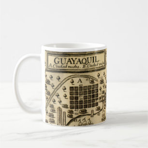 Caneca De Café Mapa de Guayaquil, Equador (1741) Coffee Mug