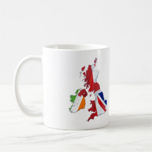 CANECA DE CAFÉ MAPA DE ILHAS E PAVILHÕES BRITÂNICOS