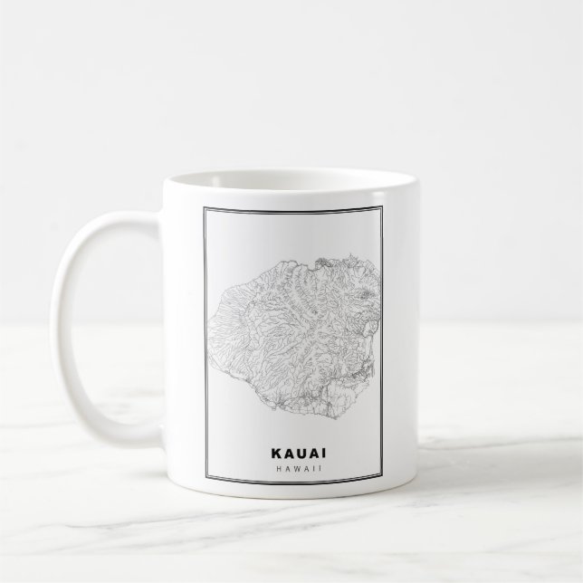 Caneca De Café Mapa de Kauai (Esquerda)