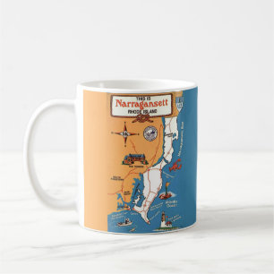 Caneca De Café Mapa de Narragansett Rhode Island 