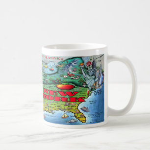 Caneca De Café Mapa de Nova York EUA