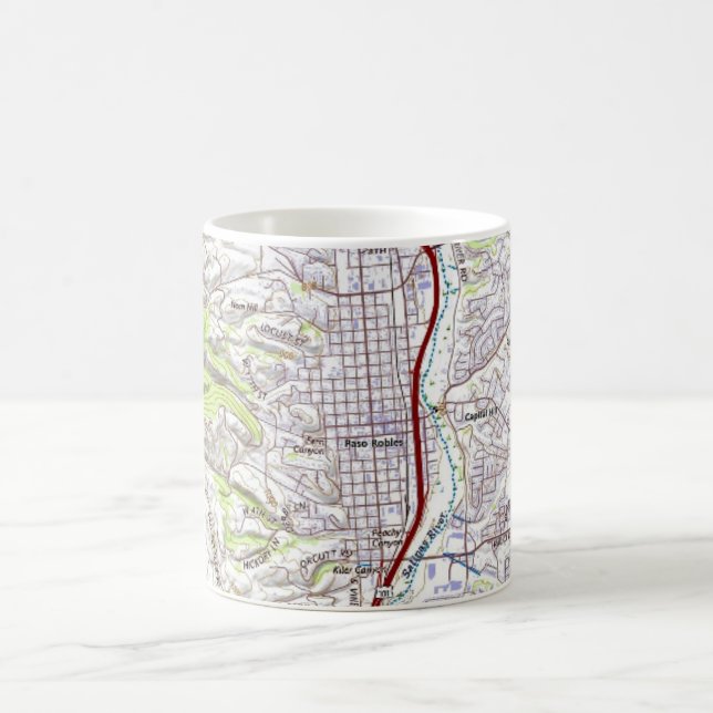 Caneca De Café Mapa de Paso Robles, Califórnia (Centro)