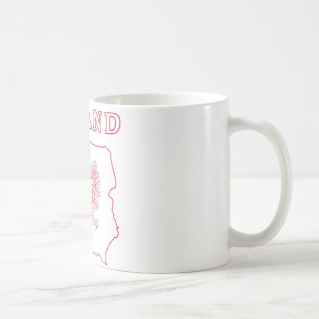 Caneca De Café Mapa de Polônia Vermelho com Águia (Direita)