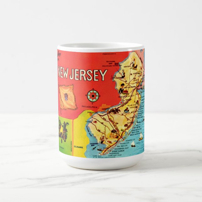 Caneca De Café Mapa de Praias de Nova Jersey (Centro)