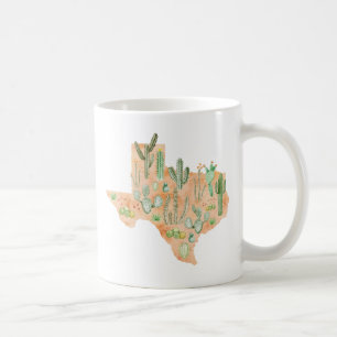 Caneca De Café Mapa de Serveleiras do Texas Cactos Cactus