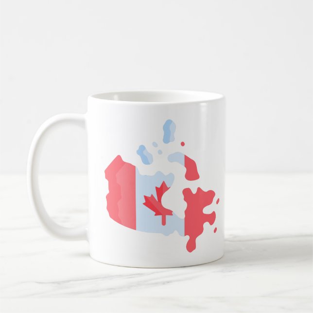 Caneca De Café Mapa de Sinalizador do Dia do Canadá (Esquerda)