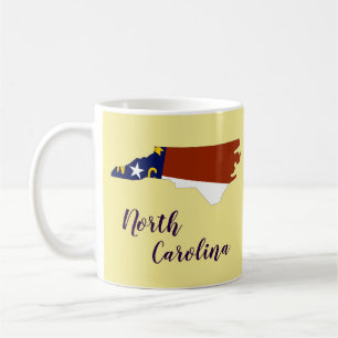 Caneca De Café Mapa de Sinalizador do Estado da Carolina do Norte