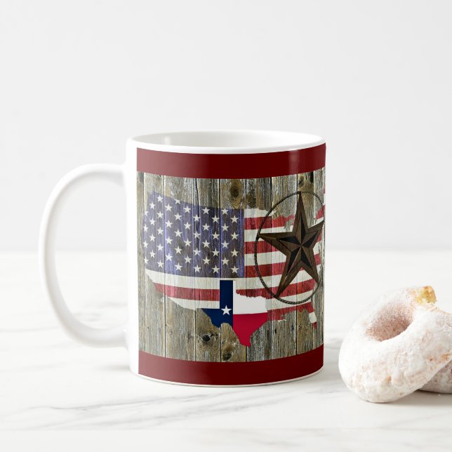 Caneca De Café Mapa de Sinalizador do Estado do Texas Lone Star (Com Donut)