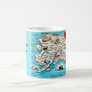 Caneca De Café Mapa do Alasca & cartão postal dos EUA