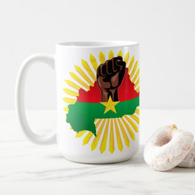 Caneca De Café Mapa do Burkina Faso, Bandeira e Resistência à Rev (Com Donut)