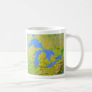 Caneca De Café Mapa do design dos grandes lagos