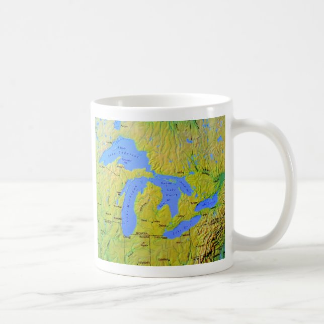 Caneca De Café Mapa do Design dos Lagos Excelente (Direita)