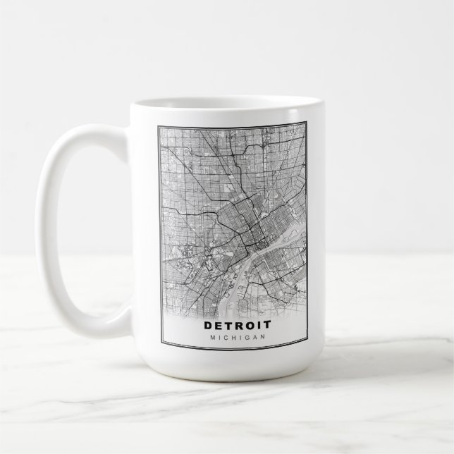 Caneca De Café Mapa do Detroit (Esquerda)