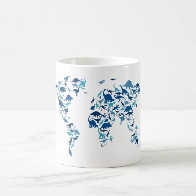 Caneca De Café Mapa do dinossauro do mapa do mundo (Centro)