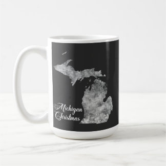 Caneca De Café Mapa do Estado do Michigan em flocos de neve