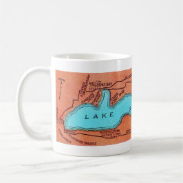 Caneca De Café Mapa do Lago Genebra Wisconsin