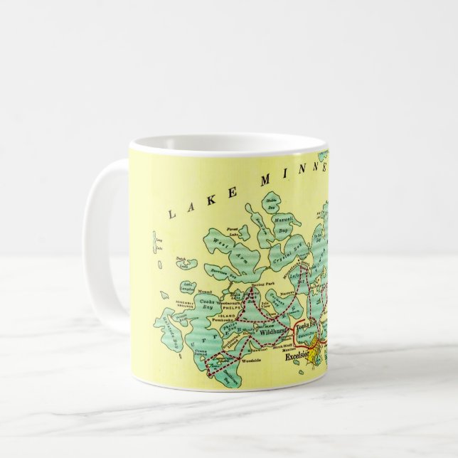 Caneca De Café Mapa do Lago Minnetonka (Frente Esquerda)