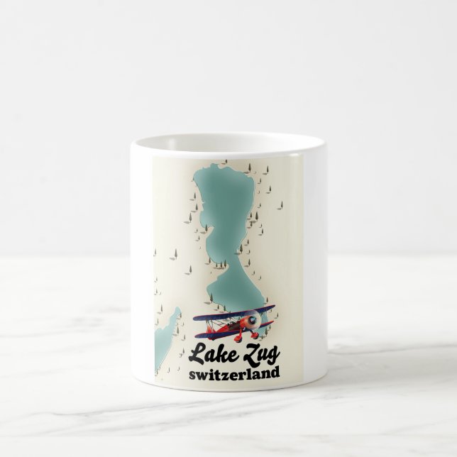 Caneca De Café Mapa do lago Suiça de Staz Coffee Mug (Centro)