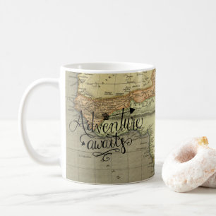 Caneca de Café Mapa do Mundo Antigo Aventura Esper