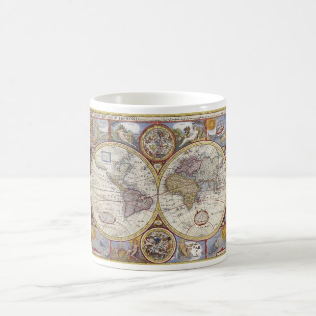 Caneca De Café Mapa do mundo de 1626 (Centro)
