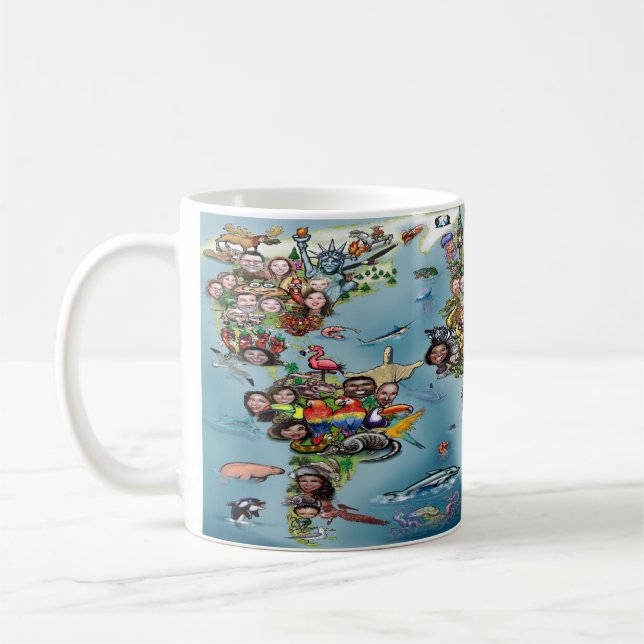 Caneca De Café Mapa do Mundo Divertido (Esquerda)