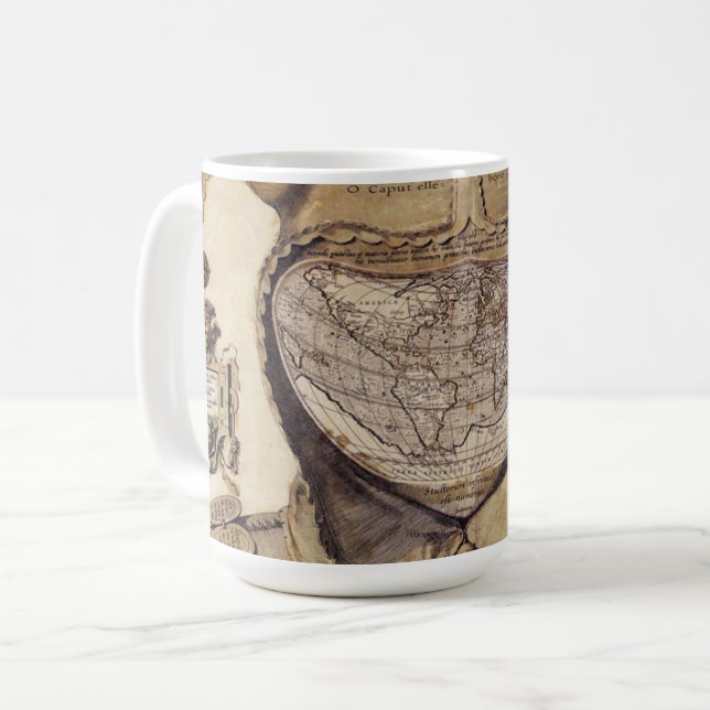 Caneca De Café Mapa do mundo do boné do tolo (Frente Esquerda)