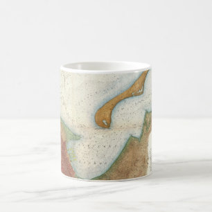 Caneca De Café Mapa do porto de Nantucket do vintage
