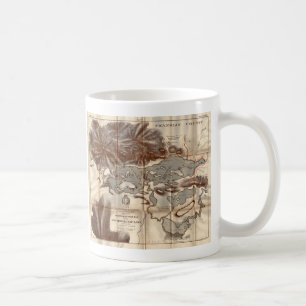 Caneca De Café Mapa do reconhecimento do lago Saranac do vintage