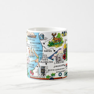 Caneca De Café Mapa do Sul de Michigan